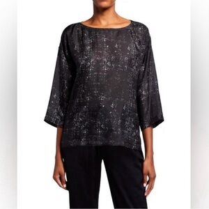 Eileen Fisher blank Starry silk tunic blouse Size Large